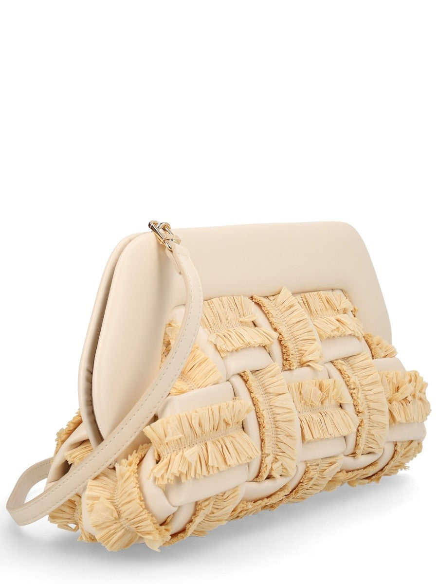 Themoirè Women's Borsa Bios Con Dettagli Intrecciati in Rafia Beige