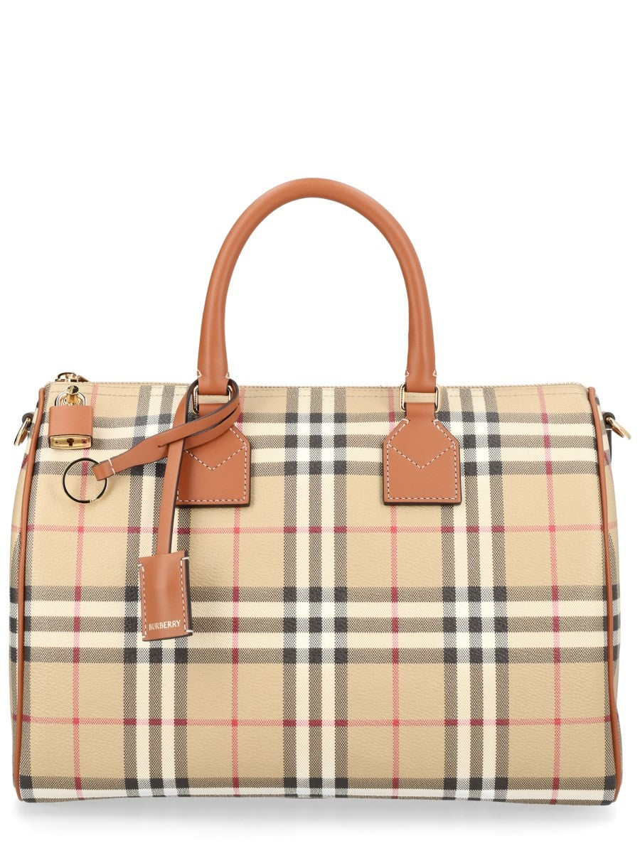 Burberry Women's Borsa Bowling Check Medium Beige