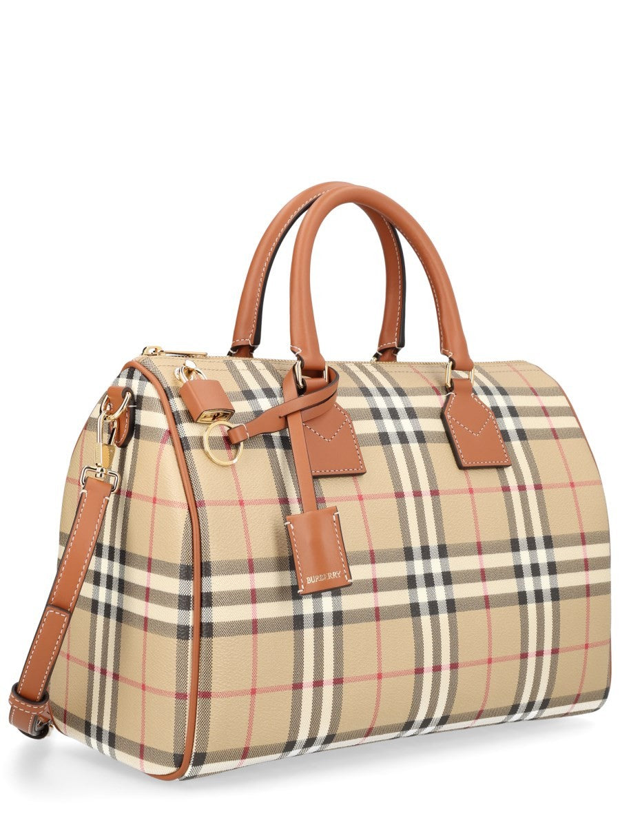 Burberry Women's Borsa Bowling Check Medium Beige