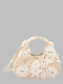 Ganni Women's Borsa Hobo Mini in Crochet Beige