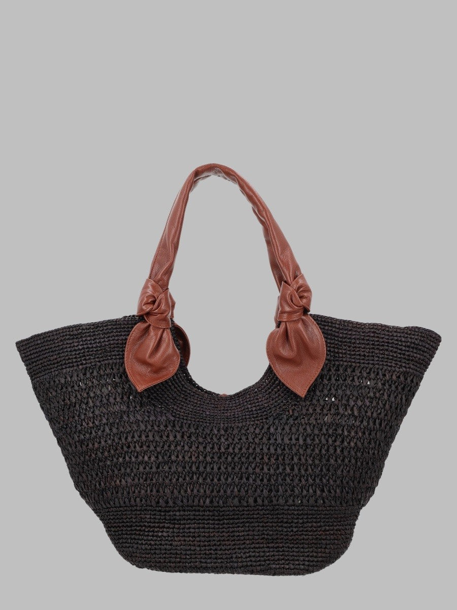 Hereu Women's Borsa Intrecciata in Raffia Brown