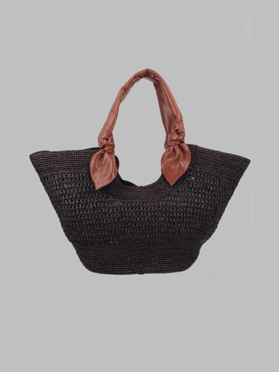Hereu Women's Borsa Intrecciata in Raffia Brown