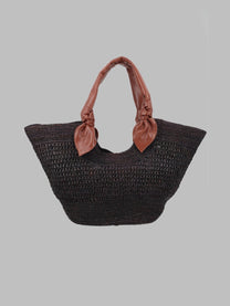 Hereu Women's Borsa Intrecciata in Raffia Brown
