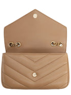 Saint Laurent Women's Leather Quilted Loulou Bag Beige