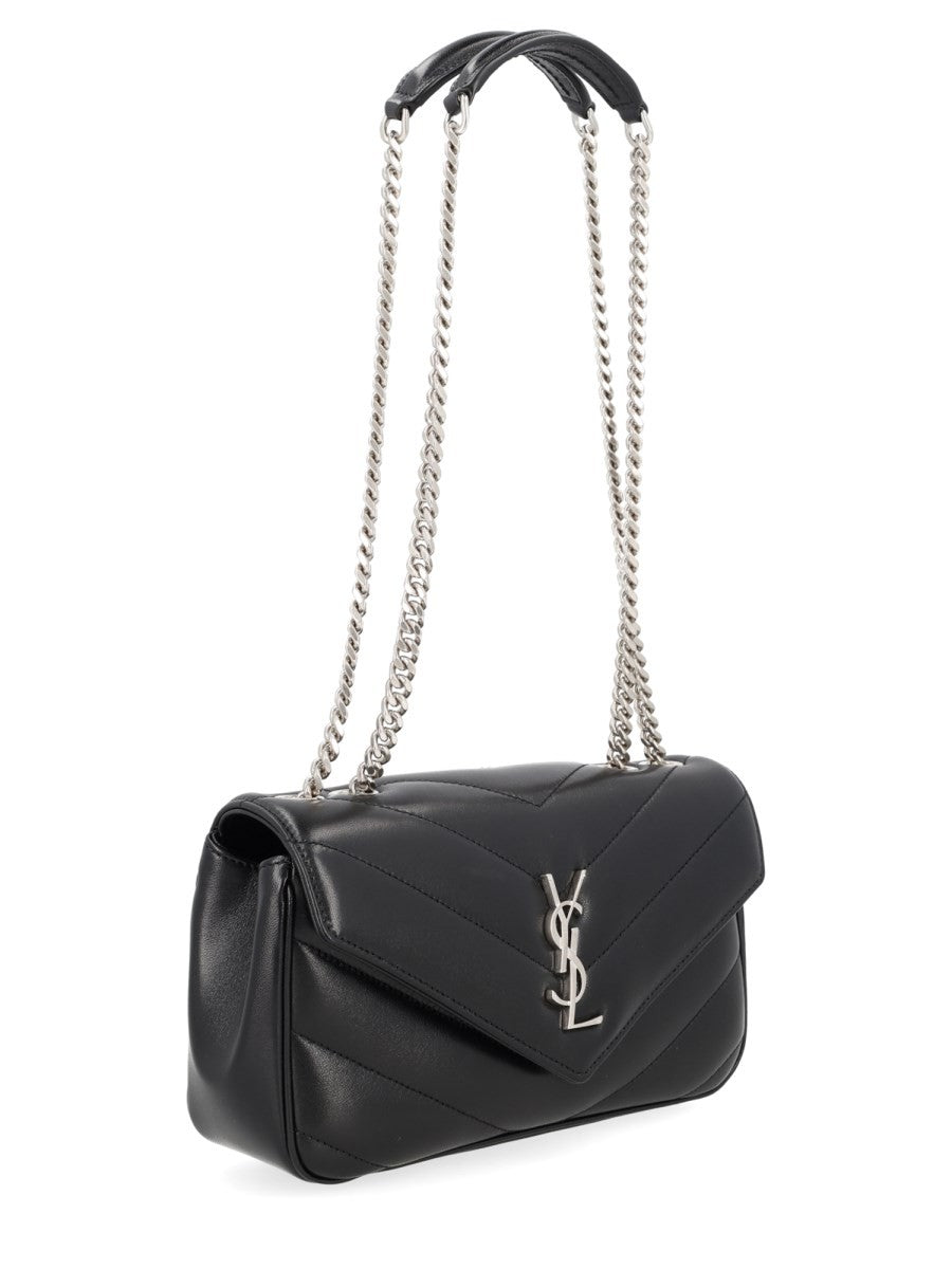 Saint Laurent Women's Leather Quilted Loulou Small Bag Black, view 3