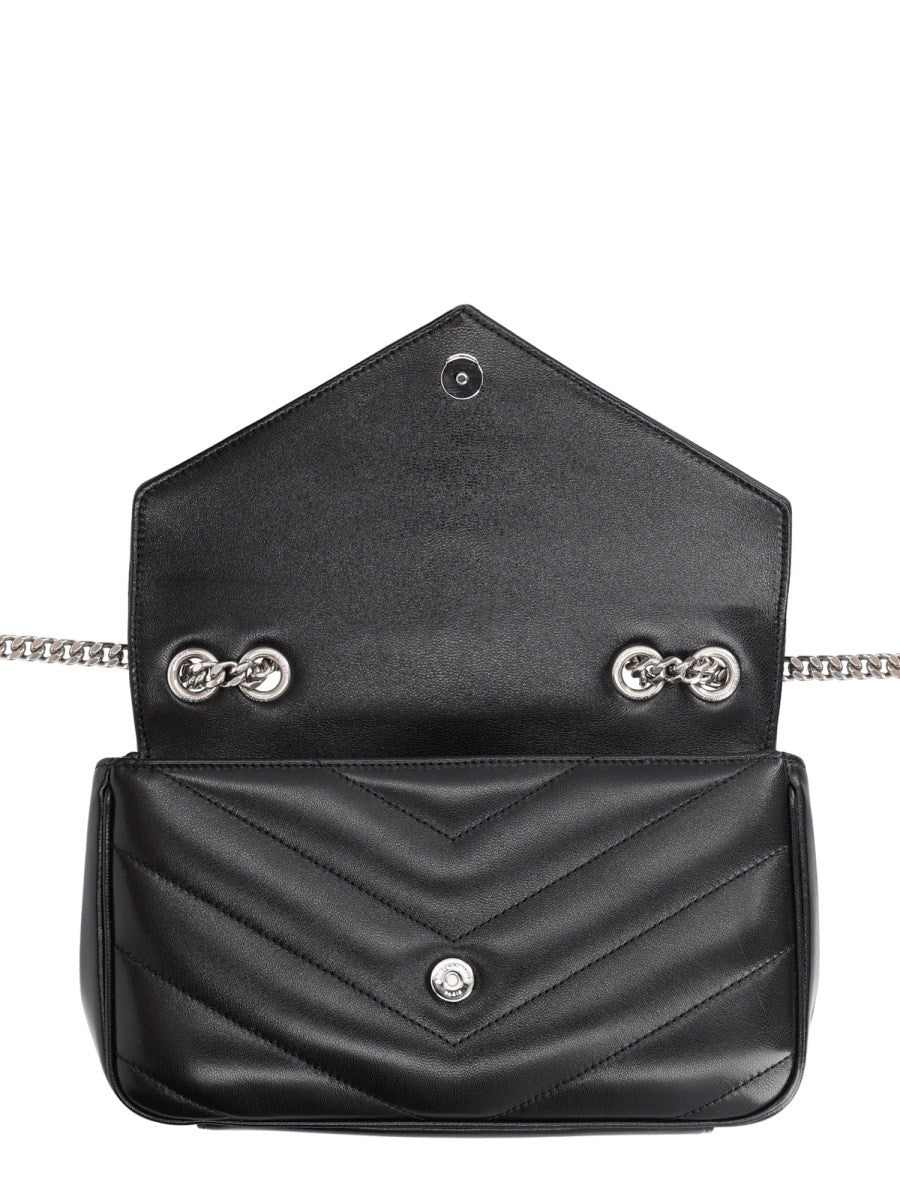 Saint Laurent Women's Leather Quilted Loulou Small Bag Black, view 5