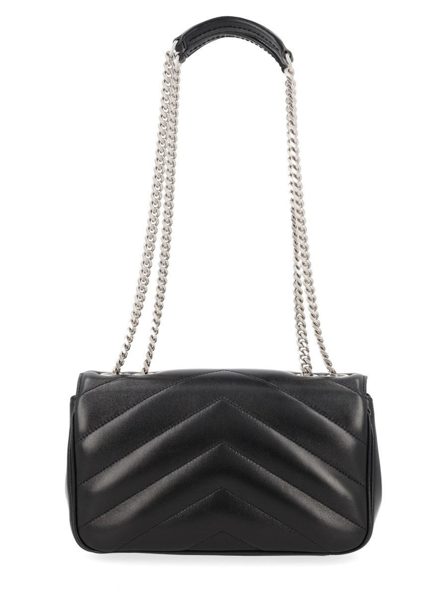 Saint Laurent Women's Leather Quilted Loulou Small Bag Black, view 2