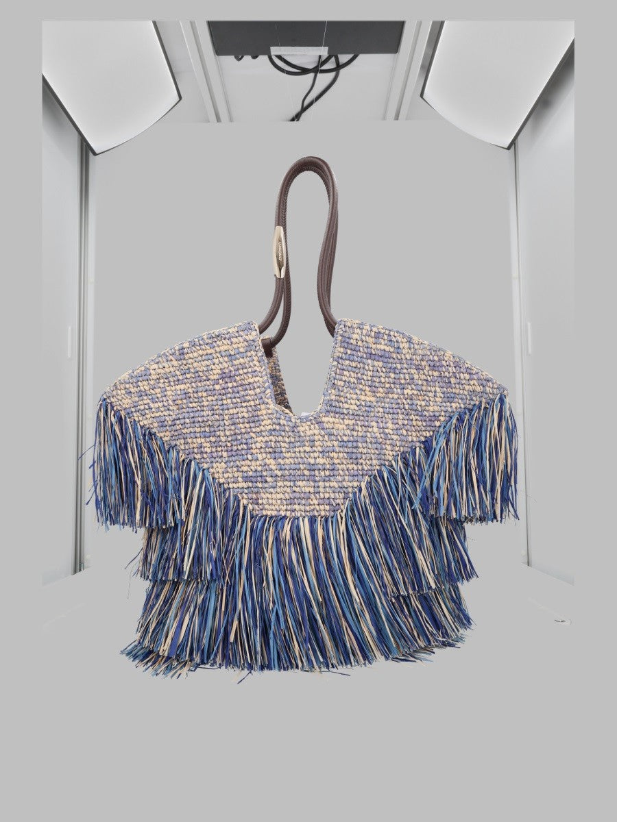 Zimmermann Women's Borsa Tote Goldentime Medium Con Frange Blue