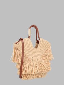 Zimmermann Women's Borsa Tote Goldentime Small Con Frange Beige