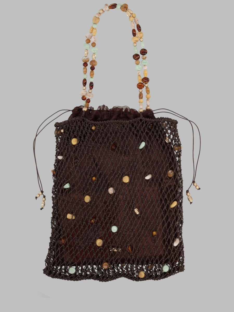 Cult Gaia Women's Borsa Tote Mercier Con Perline Decorative Brown