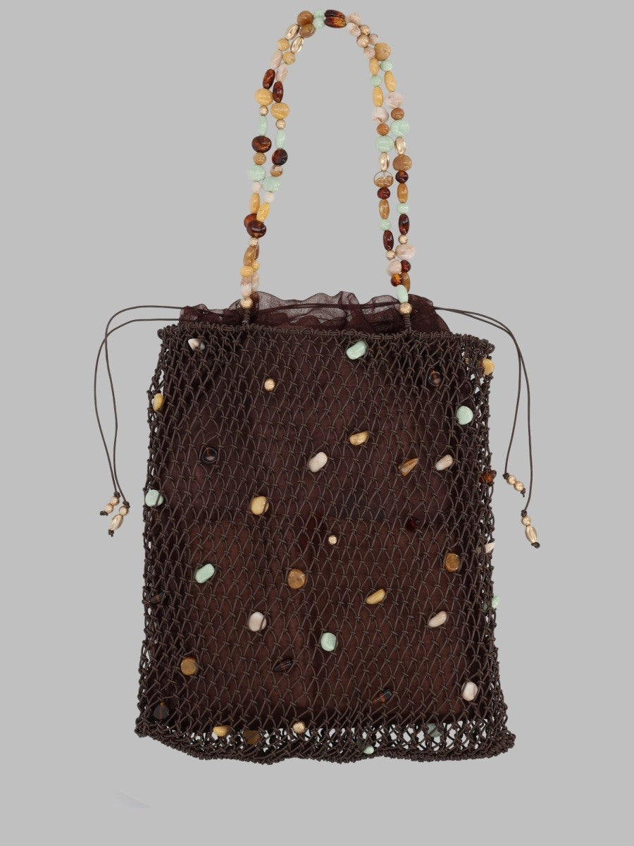 Cult Gaia Women's Borsa Tote Mercier Con Perline Decorative Brown