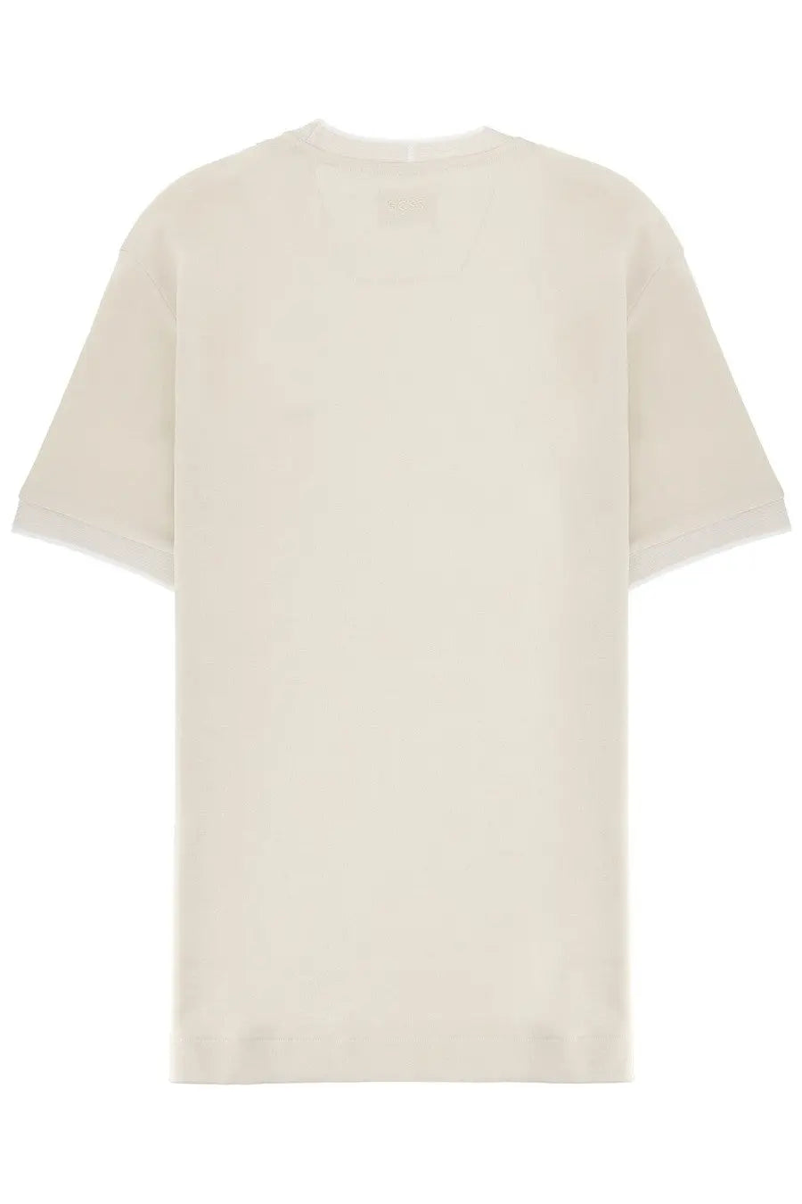 BOSS men’s Aston Martin cream-colored oversized cotton t-shirt with relaxed fit and simple crew neckline