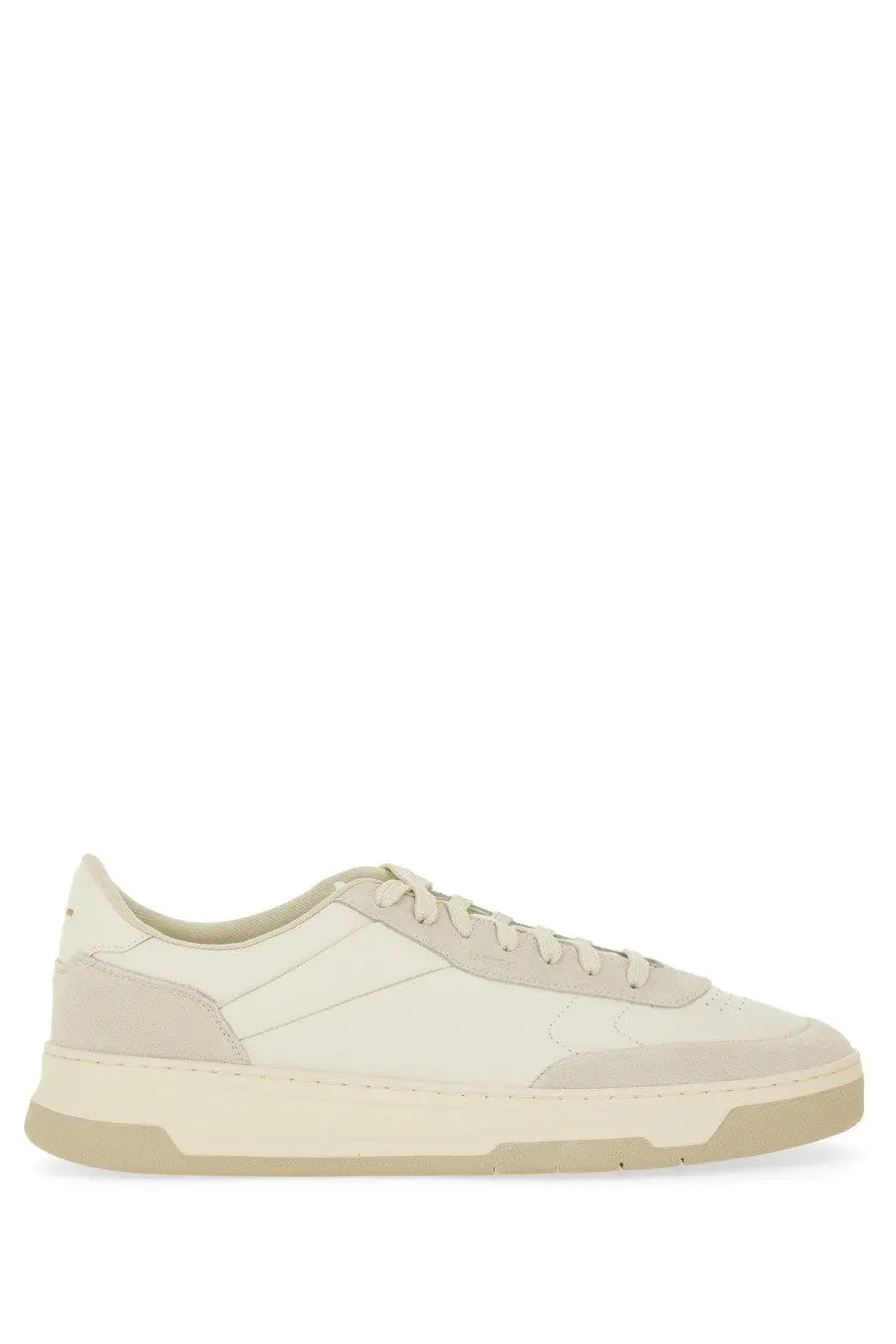 Boss men’s baltimore tenn sneaker white cream-colored suede and leather low-top with chunky rubber sole