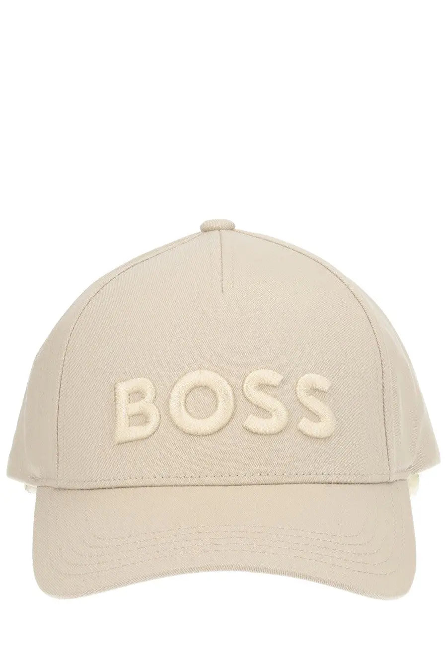 Beige BOSS men’s baseball cap with embroidered logo made of cotton for casual wear