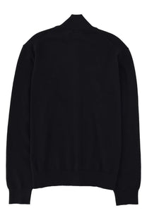 Boss men’s blue knit cardigan with high collar and ribbed cuffs made from soft fabric for casual wear