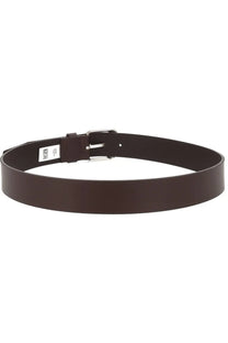 Boss men’s cintura jemio brown dark brown leather belt with silver toned buckle for formal and casual wear