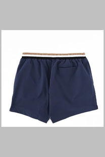 Boss men’s costume da bagno con blue navy shorts with striped black white and beige elastic waistband