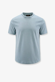 Boss men’s cotton shirt blue light blue minimalist crew neck t-shirt with subtle texture and clean lines