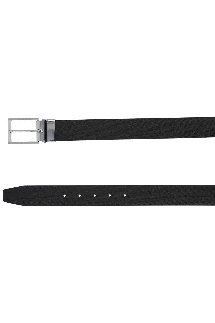 BOSS men’s gert belt black leather with silver-toned buckle and adjustable holes for a custom fit