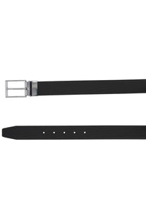 BOSS men’s gert belt black leather with silver-toned buckle and adjustable holes for a custom fit