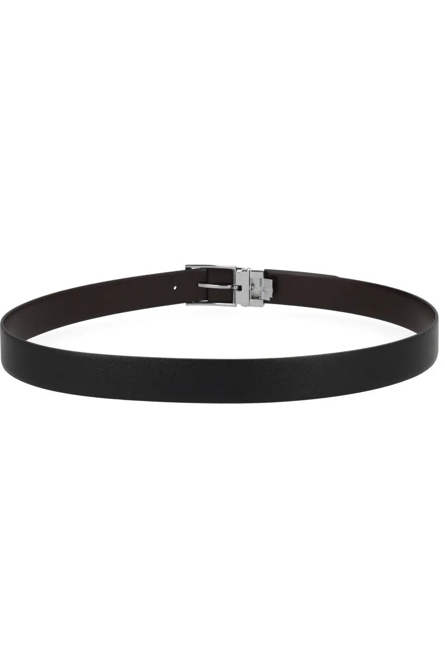 Boss Men’s Gert belt black with sleek silver-toned buckle made of smooth black leather for formal wear