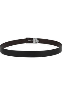Boss Men’s Gert belt black with sleek silver-toned buckle made of smooth black leather for formal wear