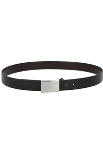 Boss men’s Gert black leather belt with a sleek silver toned buckle for formal and casual wear