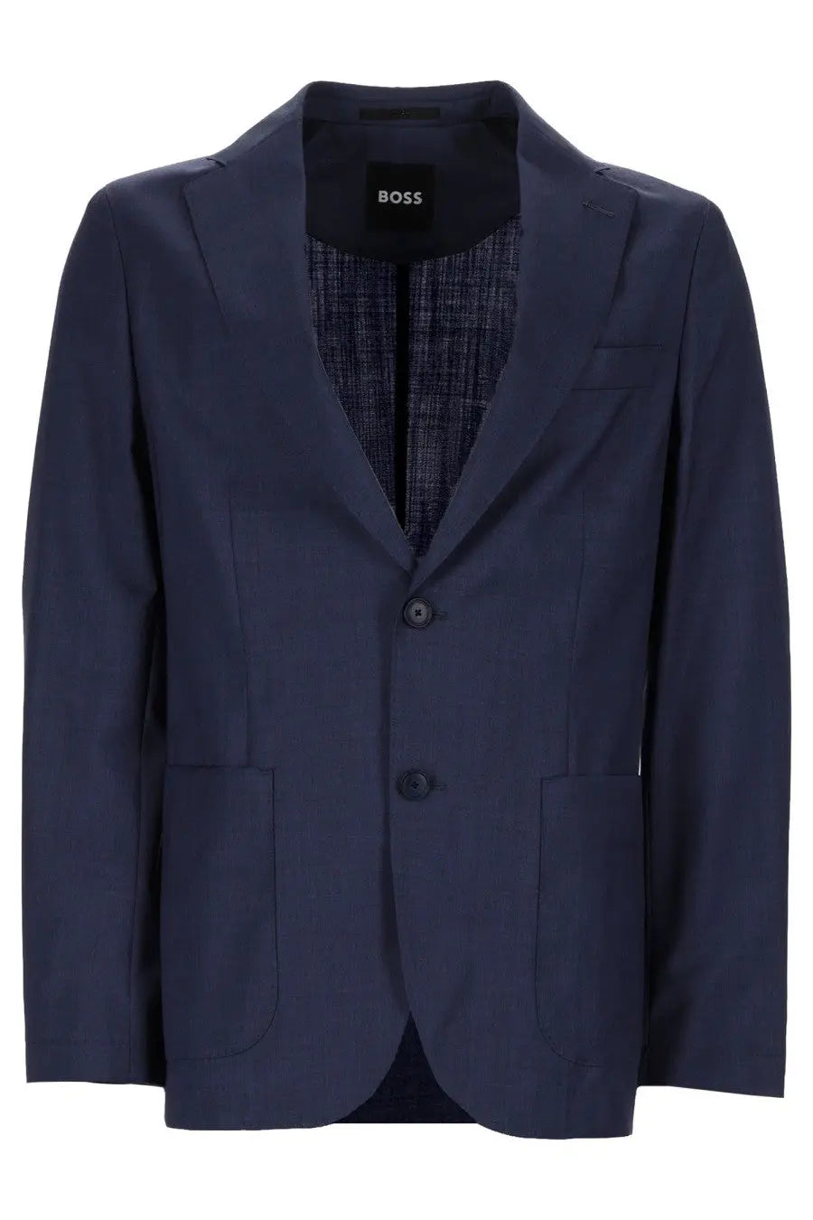 Navy blue boss men’s giacca hanry blazer with subtle texture and two-button closure perfect for formal wear