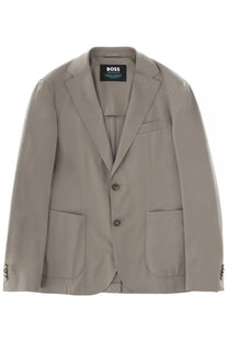 Beige boss men’s hanry blazer with sleek tailored fit and subtle texture in grey for formal wear