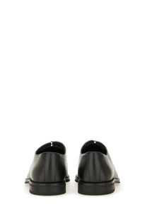 BOSS men’s black leather derby loafer with subtle textured pattern and classic oxford design dress shoes