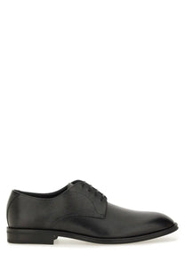 BOSS men’s leather derby loafer black with sleek polished black leather and subtle textured finish lace-up oxford shoe