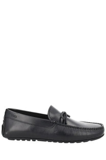 BOSS men’s moccasin black leather loafers with subtle sheen and stitched detailing for stylish comfort
