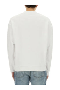 Boss men’s Niero white crewneck sweatshirt with long sleeves and ribbed cuffs made from soft fabric