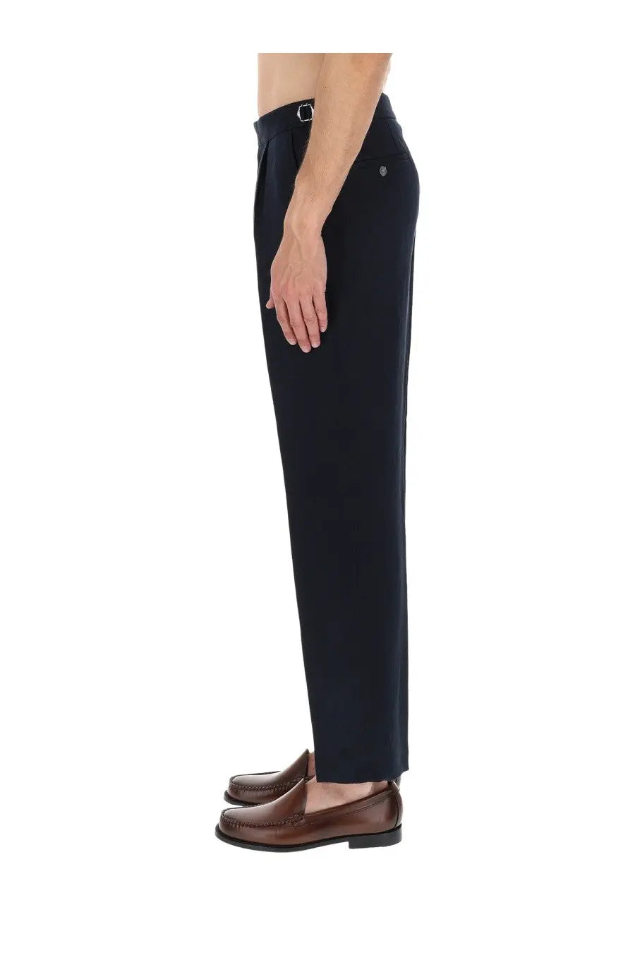 Boss men’s pantalone sartoriale con pieghe blue dark navy tailored trousers with straight-leg cut and subtle waistband pleats