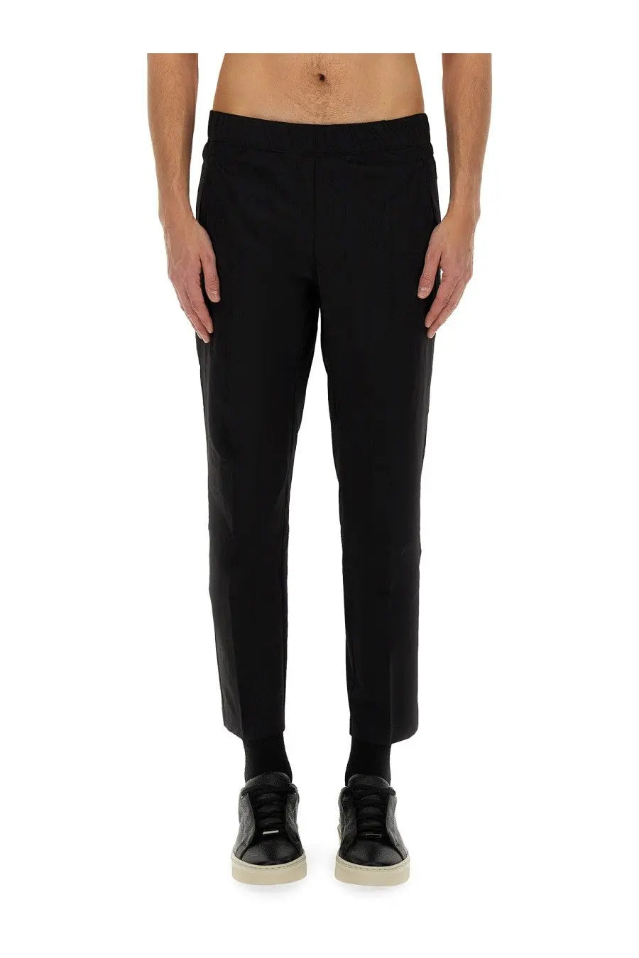 BOSS men’s black tailored pants basin with sleek straight-leg cut and subtle creases perfect for formal wear