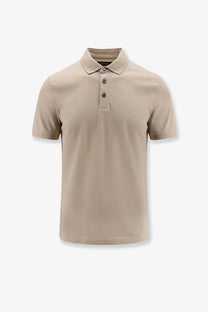 Boss men’s Perry cotton polo beige short-sleeved shirt with classic collar and three dark buttons