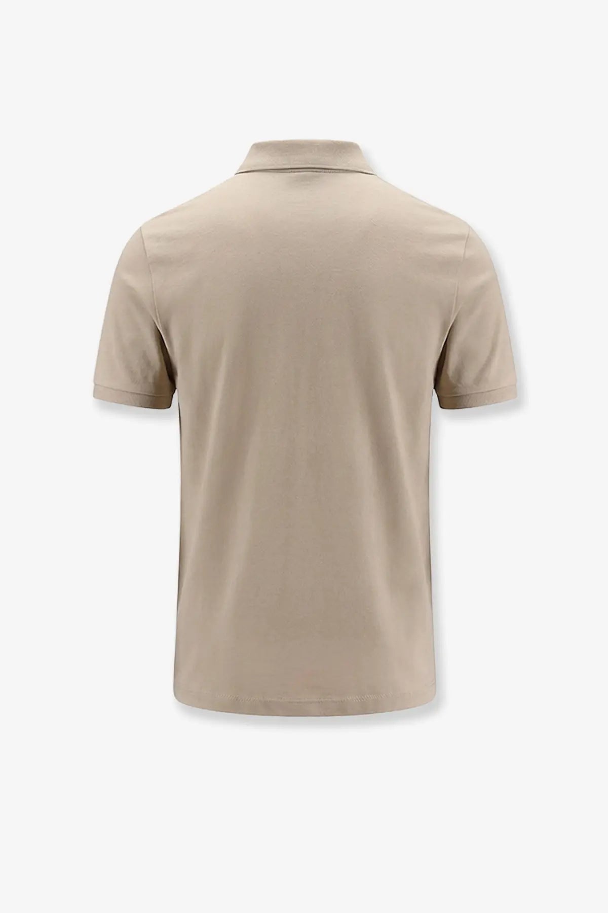 Beige BOSS men’s Perry cotton polo shirt with short sleeves, classic collar, and neat stitching