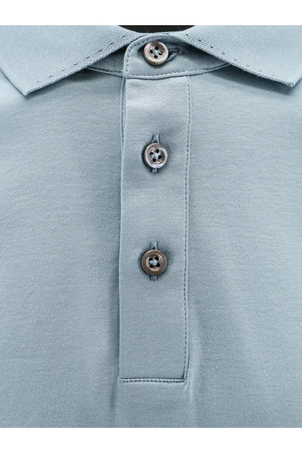 BOSS men’s Perry cotton polo shirt in light blue with three metallic buttons and classic collar