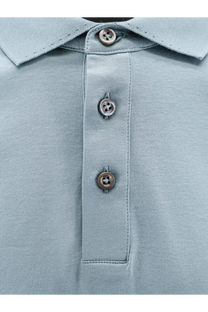 Boss men’s Perry cotton polo shirt in light blue with three metallic buttons and a classic collar