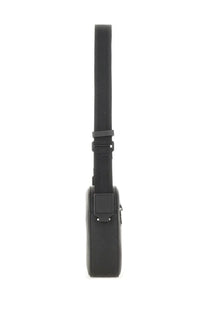 Black textured leather crossbody bag with adjustable strap from BOSS mens reporter bag collection in black