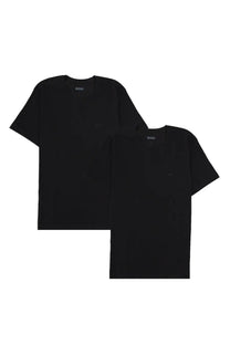 Black boss men’s short-sleeved t-shirts with subtle logo embroidery on chest and collar in sleek black fabric
