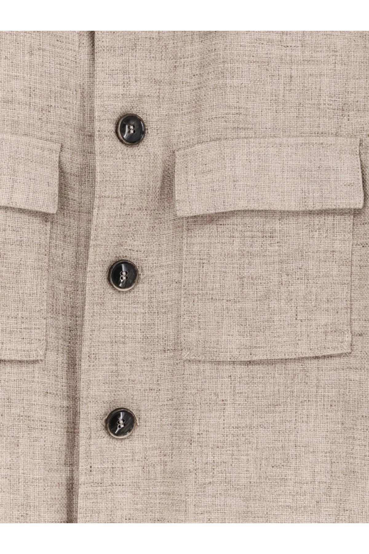 Boss men’s silk and linen beige blazer with dark brown buttons and flap pockets for stylish formal wear