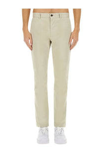 BOSS men’s slim fit beige chino trousers with straight-leg cut and single button closure