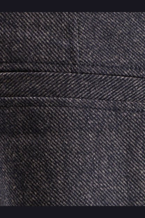 Dark gray herringbone wool fabric with subtle texture and stitching on the seam for boss womens taflong trousers blue