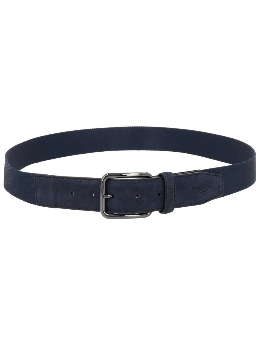 Boss Men's Boss Aston Martin Leather Belt Blue