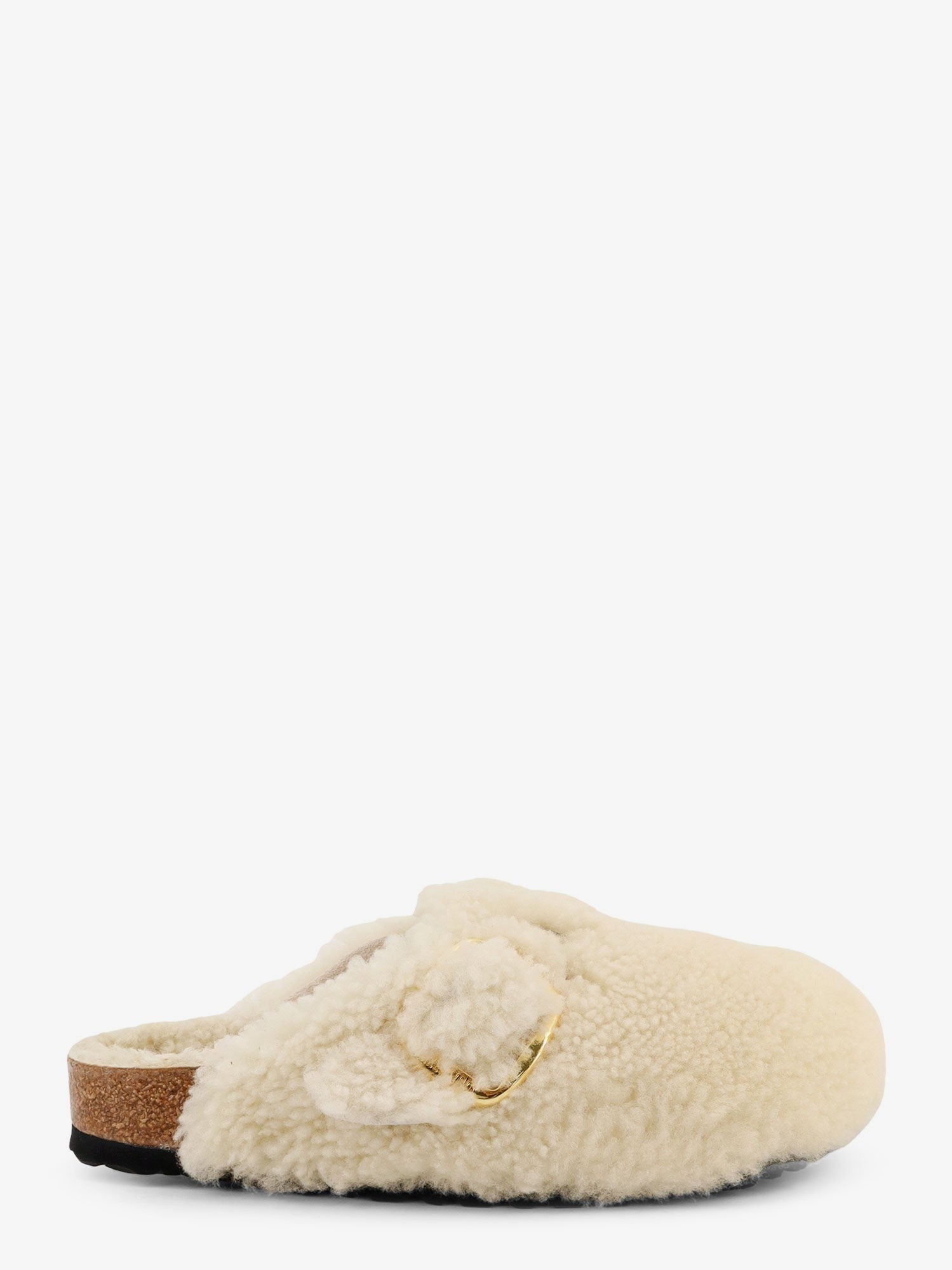 Birkenstock Women's Boston Big Buckle Shearling Mule White
