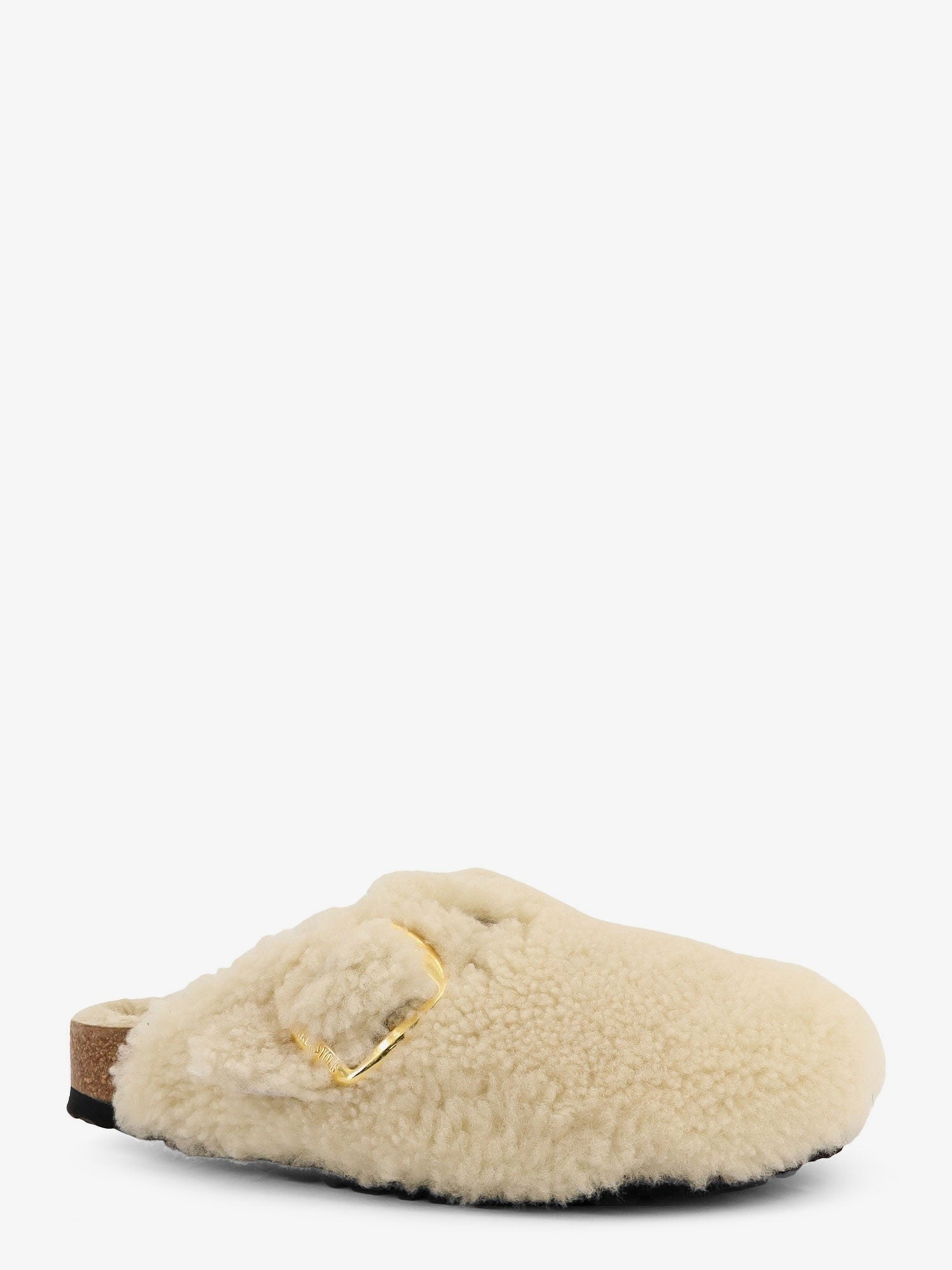 Birkenstock Women's Boston Big Buckle Shearling Mule White
