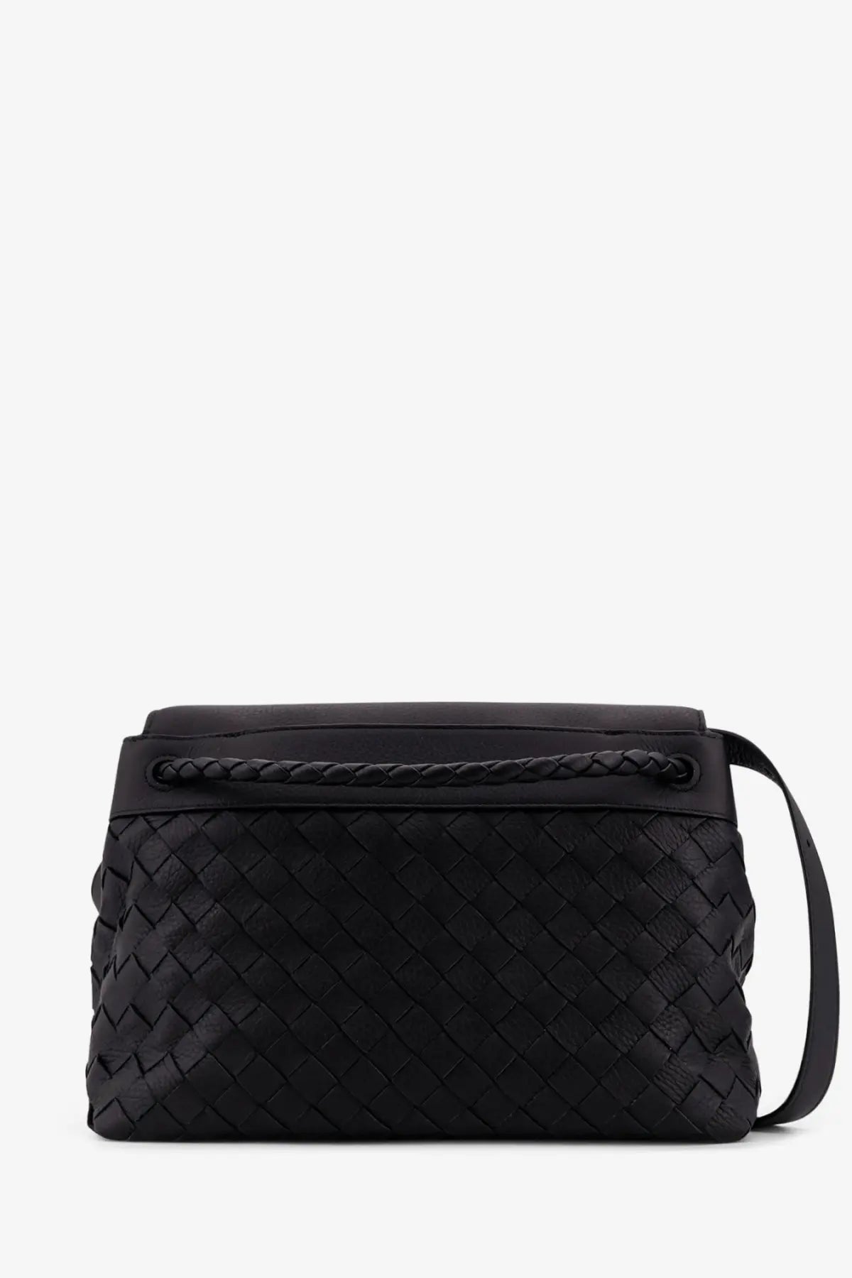 Bottega Veneta Men's Andiamo Leather Shoulder Bag Black, view 3