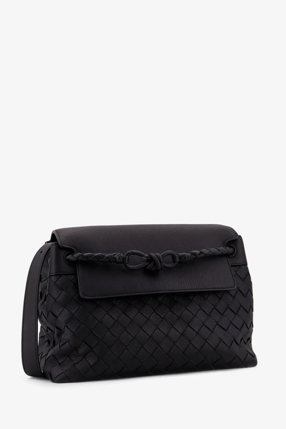 Bottega Veneta Men's Andiamo Leather Shoulder Bag Black, view 4