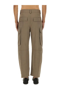 Bottega Veneta men’s beige cargo pants with multiple pockets and straight-leg cut made from durable fabric